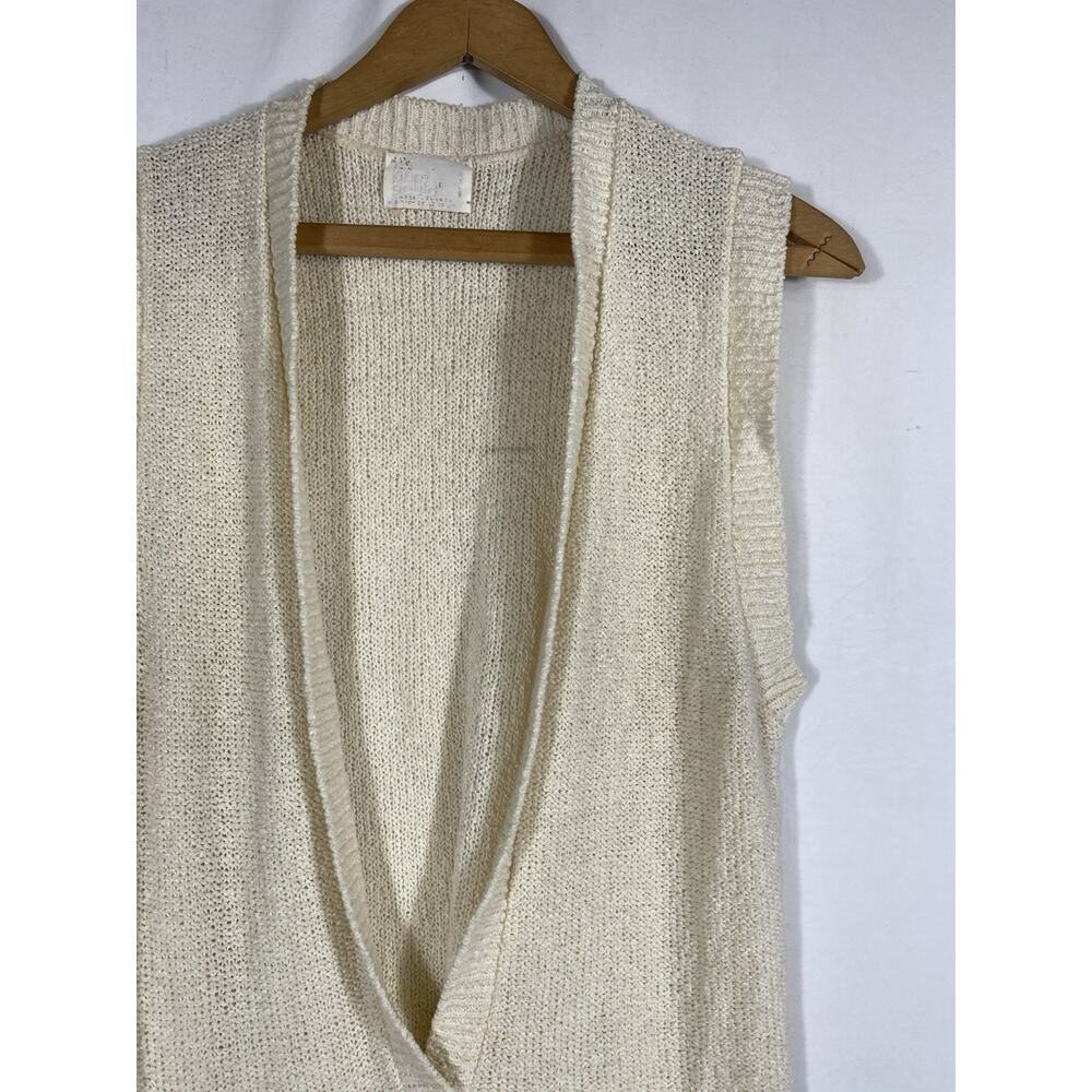 Its Pure Gould Sweater Vest Size Medium Ivory White Button Old Money Coastal VTG - Picture 5 of 12